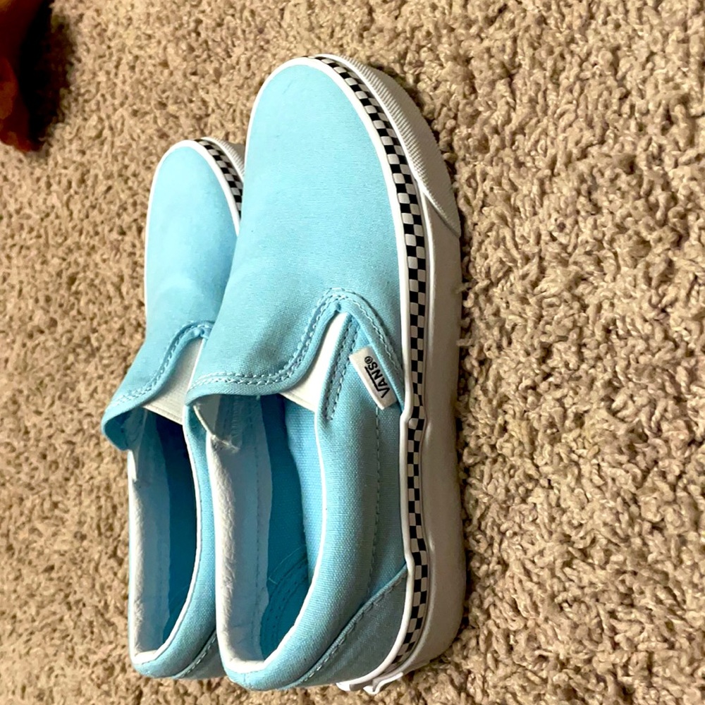 Vans blue checkered print size girls 3.5